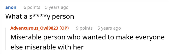 Screenshot of an online comment thread discussing a woman’s reaction to an inheritance and conflict with her late husband’s daughter.