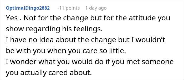 Comment expressing concern about boyfriend's feelings and attitude towards actress girlfriend changing in front of other men.