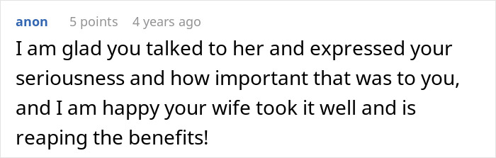 Screenshot of a forum comment discussing a husband struggling to accept his wife&rsquo;s weight gain and relationship challenges.