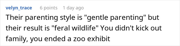 Comment on sibling kicking out brother and kids after no consequences parenting leads to chaotic behavior.