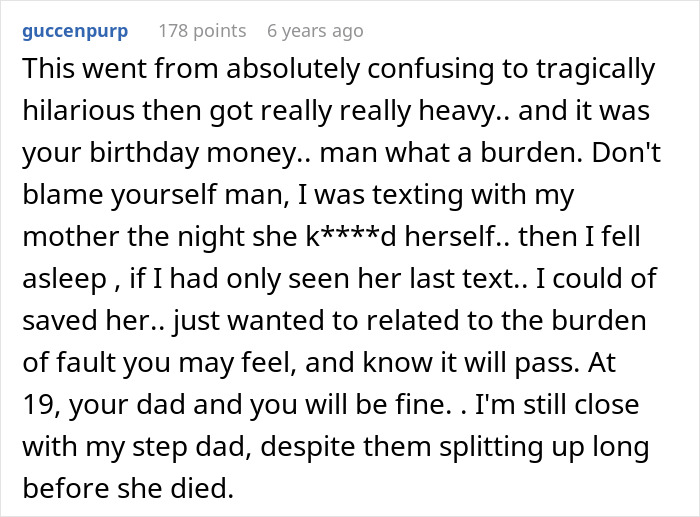 Comment text discussing emotional impact after one DNA test causes major family chaos as a guy realizes his uncle is his dad.