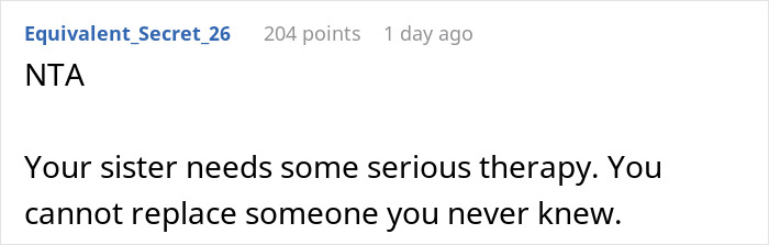 Text comment discussing sister screaming treason when teen calls stepdad dad and suggesting therapy instead of screaming. Text comment discussing sister screaming treason when teen calls stepdad dad and suggesting therapy instead of screaming.
