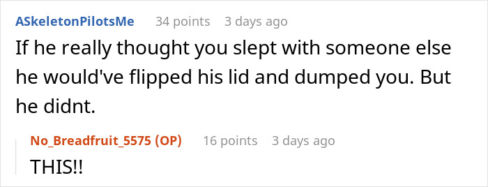 Screenshot of a Reddit conversation discussing suspicion of cheating in a relationship involving chlamydia and a boyfriend.