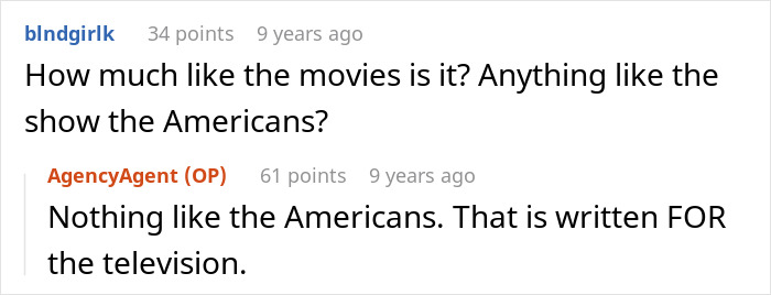 Screenshot of an online Q&A where a former CIA case officer discusses how real life differs from spy movies.