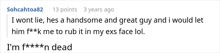 Screenshot of a Reddit comment expressing strong feelings about a guy who breaks up after a woman suggests an open relationship.