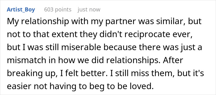 Comment about wife realizing lack of comfort from husband and responding with the same effort in their relationship. Comment about wife realizing lack of comfort from husband and responding with the same effort in their relationship.