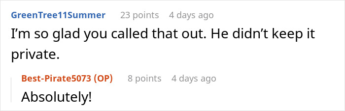 Screenshot of an online discussion about a woman&rsquo;s enjoyment of spicy books causing a stir at a party.