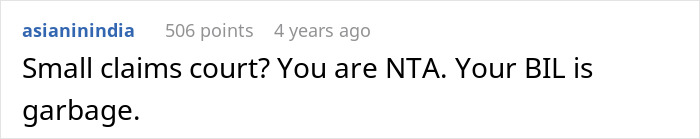 Screenshot of a forum comment discussing a groom pranking his brother-in-law’s girlfriend and refusing to pay for it.