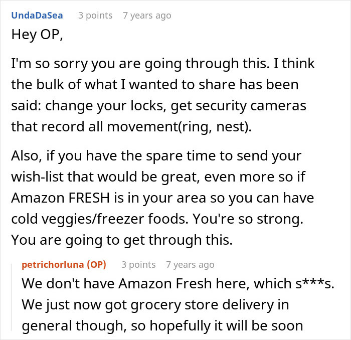 Reddit user advises a couple dealing with a step-mom stealing food to install security cameras and change locks.