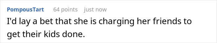 Screenshot of a user comment discussing the expectation of free hairstyles and charging for hair services.