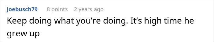 Screenshot of a social media comment supporting a woman standing up against a man taking advantage of her submissive nature.