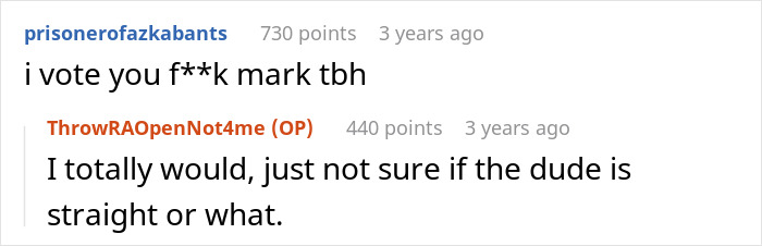 Screenshot of an online conversation about a woman suggesting an open relationship and the guy breaking up immediately.