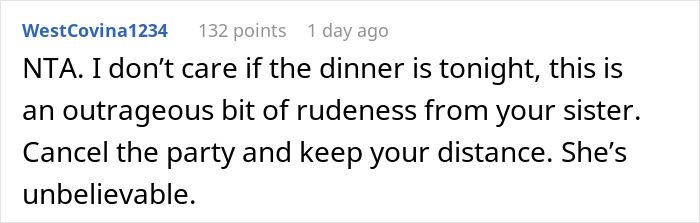 Screenshot of an online comment criticizing a woman who asks family for favors but doesn't reciprocate when needed.