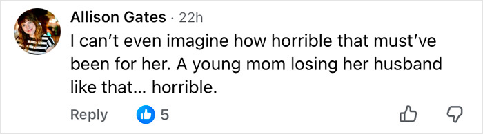 Facebook comment from Allison Gates expressing sympathy for Courtney Love's reaction to Kurt Cobain homicide claim.