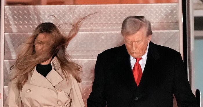 Melania Trump’s Perfectly Polished Appearance Slips As The Wind Uncovers A Hidden Secret