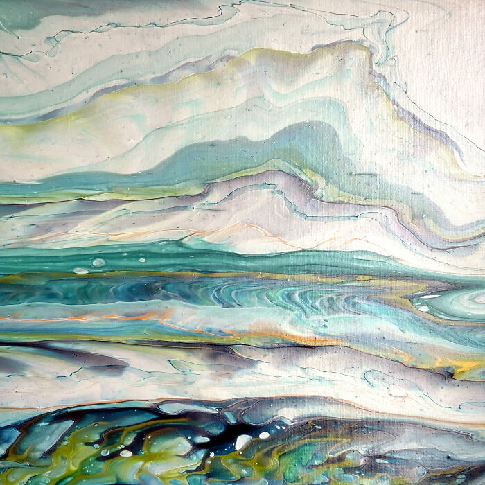 Watercolor Effect With Fluid Acrylic Using A Split Cup Pour