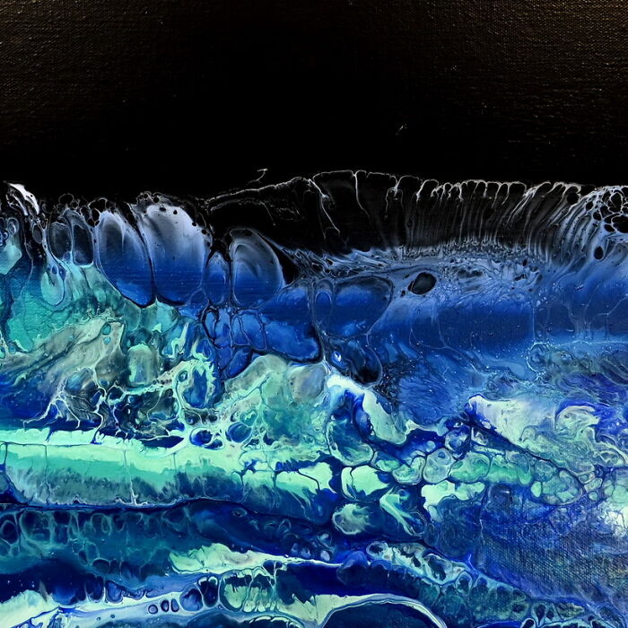 Midnight Tide – A Cosmic Ocean Acrylic Pour