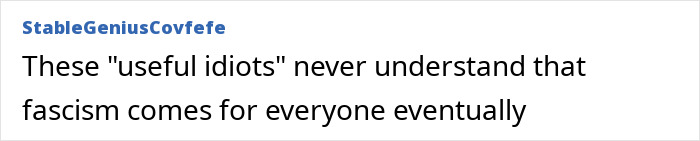 Screenshot of a social media comment by StableGeniusCovfefe about fascism and deportation controversy involving a MAGA influencer.