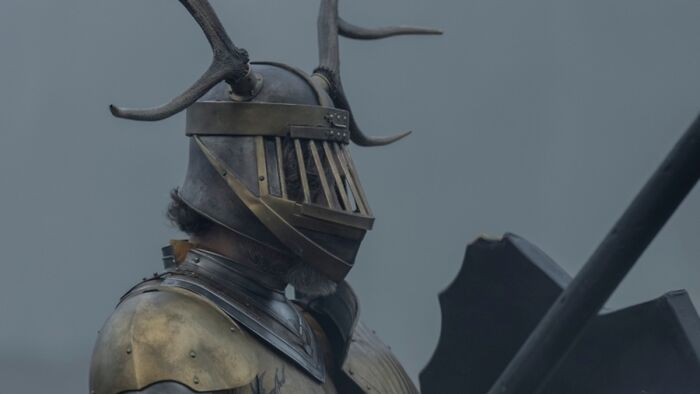 Armored knight with antlered helmet and shield, representing a major Knight of the Seven Kingdoms reference in Game of Thrones. Armored knight with antlered helmet and shield, representing a major Knight of the Seven Kingdoms reference in Game of Thrones.