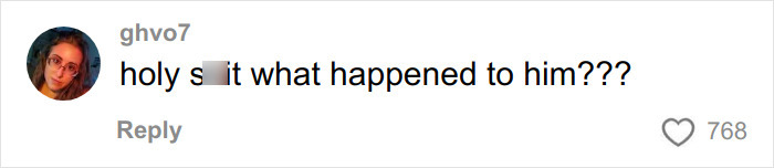 Comment on social media expressing shock and confusion about what happened to someone, with a blurred expletive for emphasis.