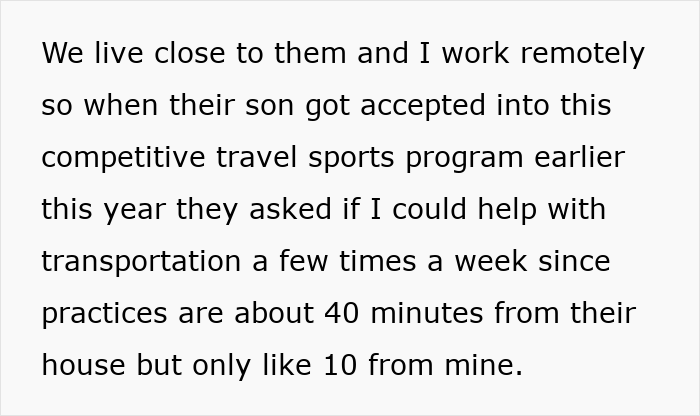 Aunt rearranges schedule to help nephew with transportation for travel sports practices nearby their home. Aunt rearranges schedule to help nephew with transportation for travel sports practices nearby their home.