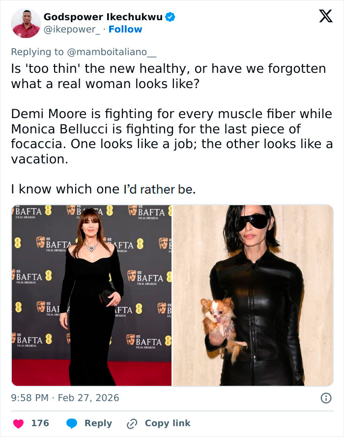 Imagens virais da transformação irreconhecível de Demi Moore geram comparação com Monica Belluci