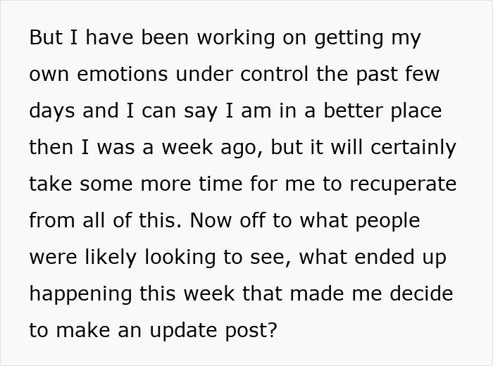 Text excerpt from a man sharing his emotions and update after giving his wife a second chance, with internet reactions.