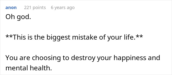 Screenshot of an online comment discussing a man giving his wife a second chance after she begs to return.