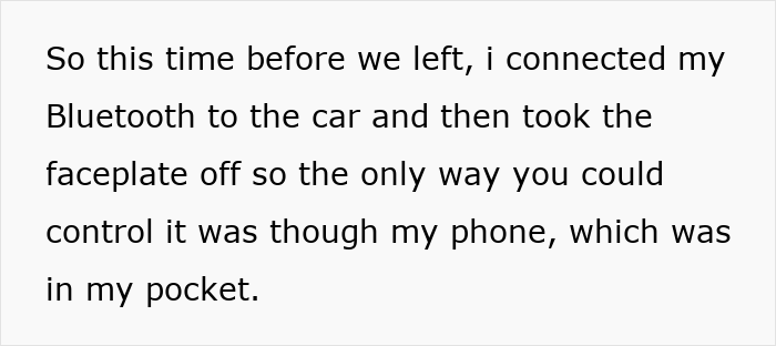 Text describing a partner using the faceplate to mute music, causing an annoyed girlfriend to react.