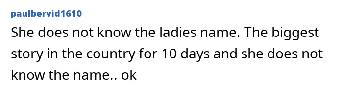 Comment text on a white background discussing a story related to man detained in connection with Nancy Guthrie's kidnapping.