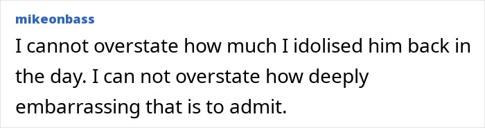 User comment expressing deep embarrassment about idolizing Russell Brand, amid outrage and disturbing charges.