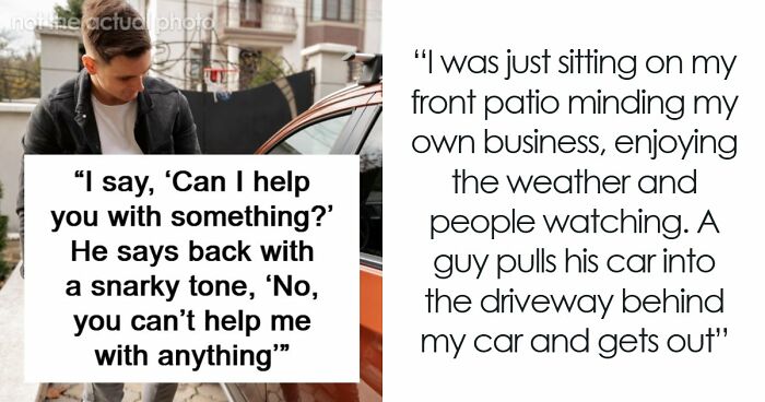 Guy Explodes At Woman After Parking In Her Driveway, Shuts Up The Second Her Male Friend Appears