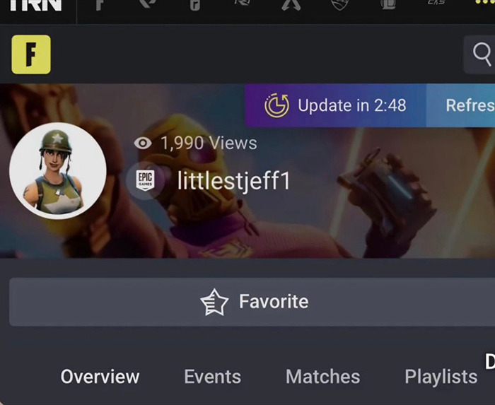 Fortnite player profile showing views and updates linked to viral theory Epstein may still be alive with bombshell Fortnite connection.