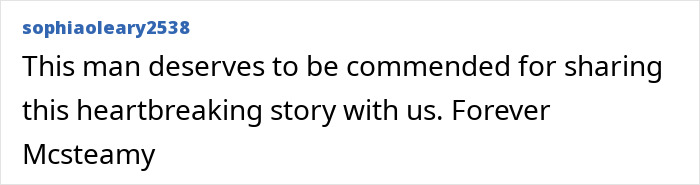 Comment section screenshot showing a user praising a man for sharing a heartbreaking story related to ALS diagnosis symptoms.