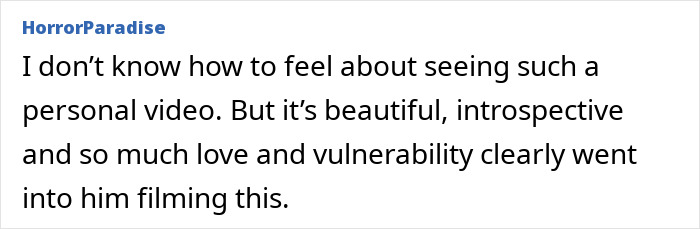 Comment from HorrorParadise reflecting on the emotional and vulnerable video Eric Dane recorded for his teenage daughters.