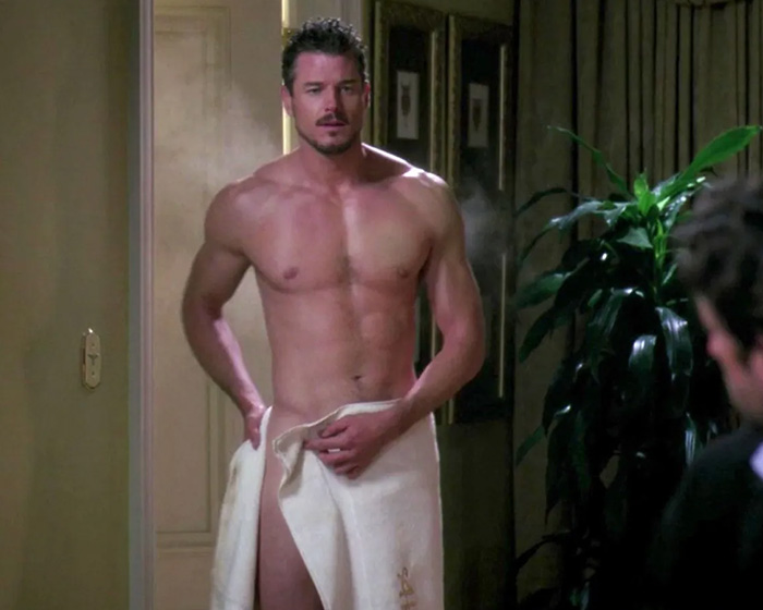Eric Dane shirtless, holding a towel, depicting a scene reflecting his scandalous lifestyle and downward spiral. Eric Dane shirtless, holding a towel, depicting a scene reflecting his scandalous lifestyle and downward spiral.