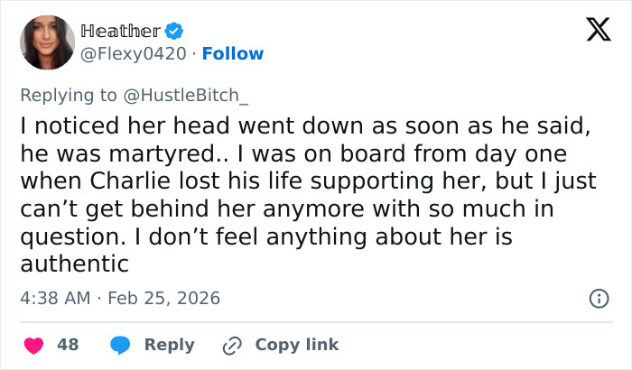 Screenshot of a social media post discussing viewers spotting odd details in Erika Kirk's appearance at the State of the Union.