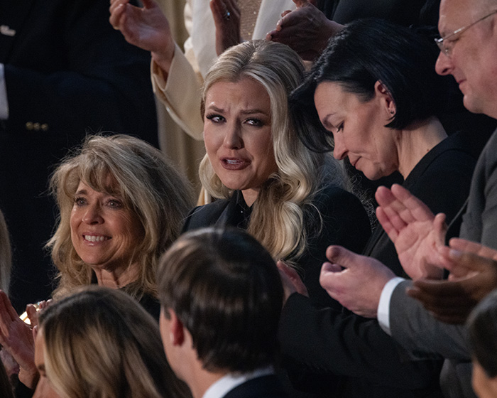 Erika Kirk reacting emotionally at the State of the Union as people notice what she mouthed during Trump's mention. Erika Kirk reacting emotionally at the State of the Union as people notice what she mouthed during Trump's mention.