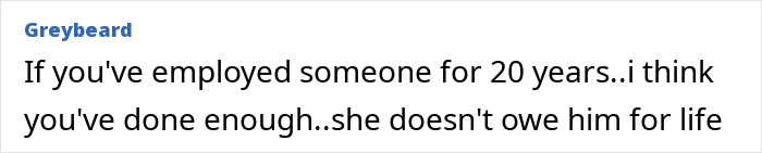 Comment discussing Beyoncé's treatment of a 20-year employee, sparking a heated debate online.