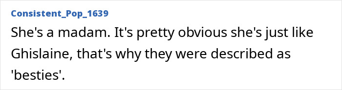 Screenshot of a comment discussing Ghislaine Maxwell and references to Naomi Campbell in Epstein files.