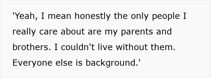 Text excerpt showing a woman confessing to her bestie that her fianc&eacute; is just background, with him overhearing and feeling crushed.
