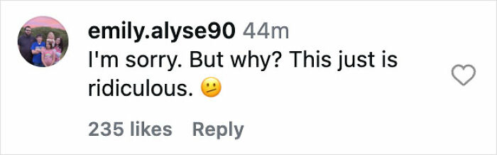 Comment on social media by emily.alyse90 expressing confusion and calling Bianca Censori 2026 Edition look at the Grammys ridiculous.