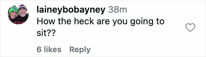 Comment on social media expressing confusion about how someone is sitting, related to Bianca Censori 2026 Edition reactions.