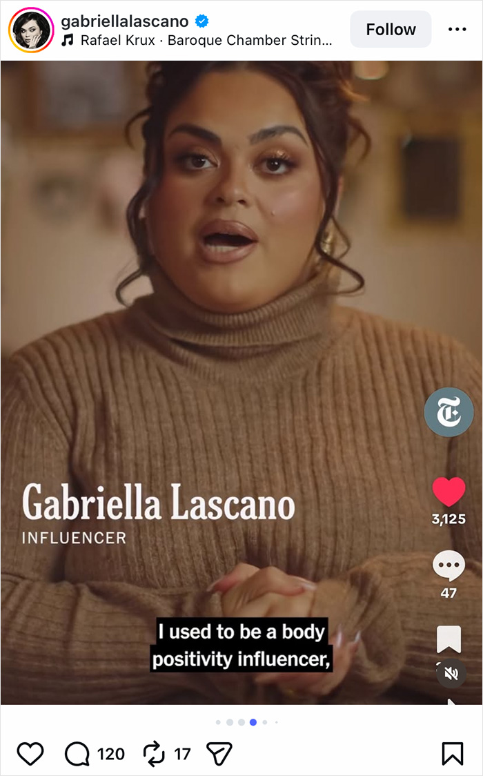 Gabriella Lascano speaking in a video about body positivity and her views on the radical movement.