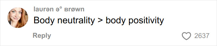 Screenshot of a social media post stating body neutrality is greater than body positivity, related to the body positivity movement.