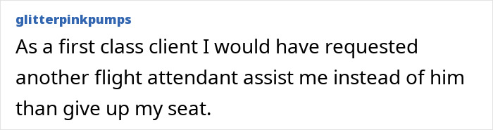 Social media comment discussing a first class flight experience related to micro-aggression and white middle aged men.