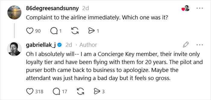 Social media exchange about ex-Vogue editor leaving first class cabin due to micro-aggression involving middle aged men.