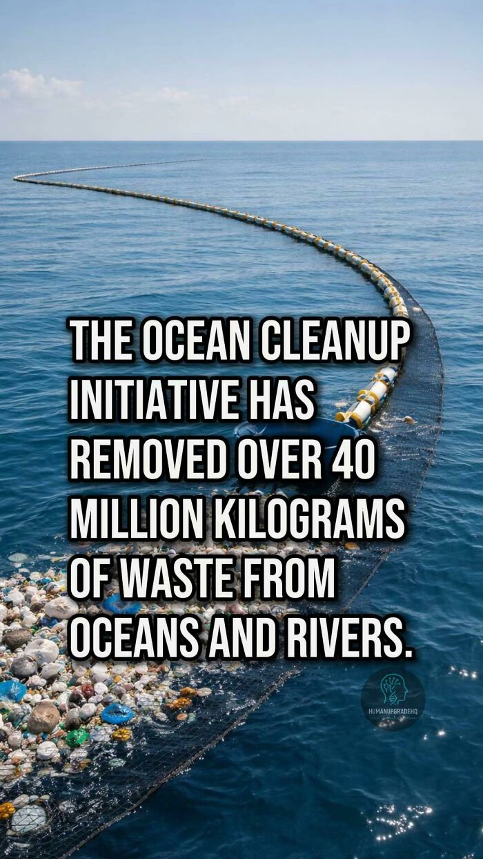Ocean cleanup initiative removing over 40 million kilograms of waste from oceans and rivers, a good recent environmental achievement.