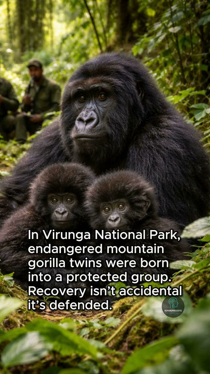 Mountain gorilla twins in Virunga National Park symbolize recent good things and positive wildlife recovery efforts.