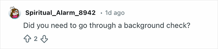 Screenshot of an online comment asking if a background check is required for Grammy seatfillers under harsh event rules.